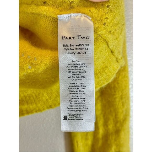 Part Two Ninellpw Wool Alpaca Blend Knitted Button Up Yellow Cardigan Womens XS - Picture 6 of 11